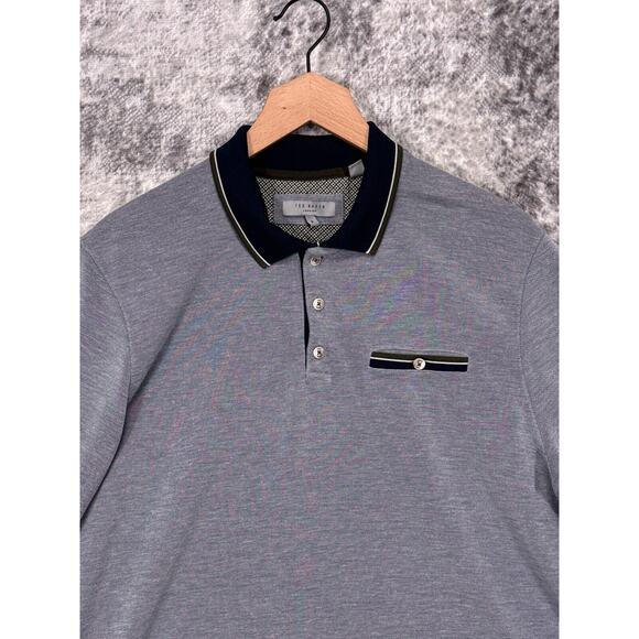 Ted Baker Polo Shirt 6 / 2XL Mens Blue Contrast Collar Short Sleeve - Picture 2 of 8